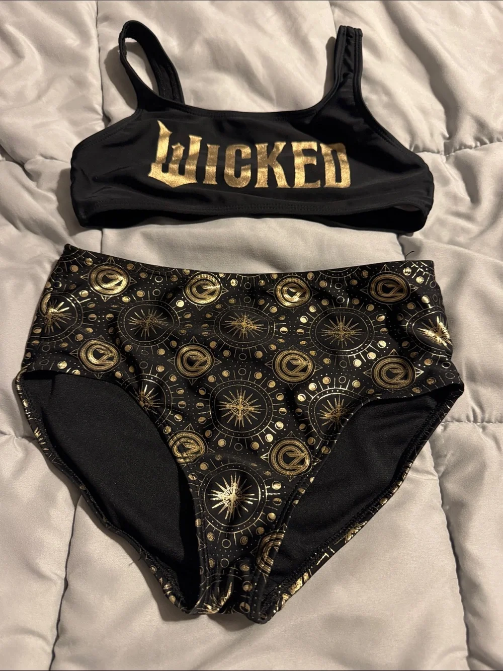 Wicked Black & Gold High-Waist Bikini Set - Kid’s Swim